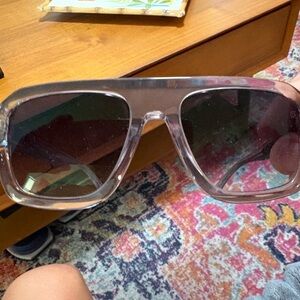 Gray and Black Rectangular Glasses Accessories